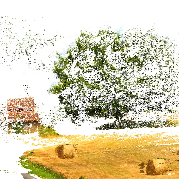 Détail de l'oeuvre "Champ de Paille", photomodélisation, néo impressionnisme