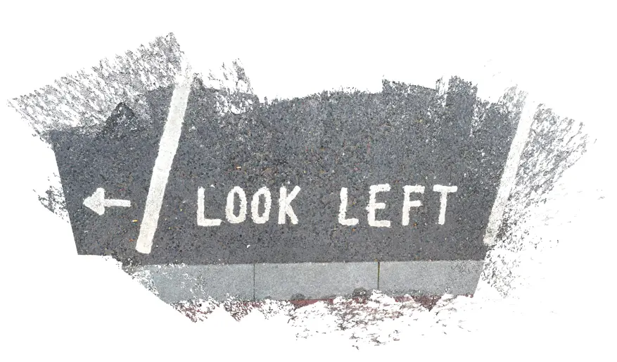 Look Left, série Walk in Dublin , par Guilin. 2024. Art contemporain.